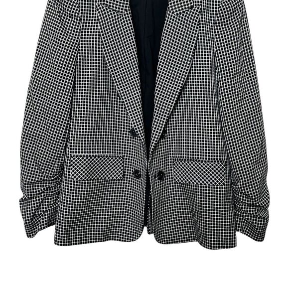 1.STATE Plaid Ruched Sleeve Blazer Women’s Small Black Career Office Checkered - Picture 4 of 10